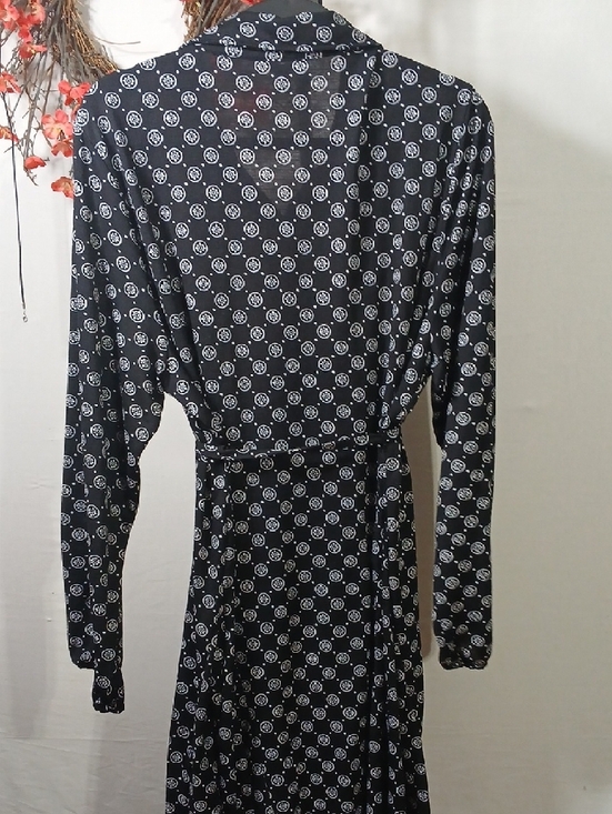 Cato Black Long Sleeve Shirt Dress with White Dot Medallion Print - Picture 9 of 9